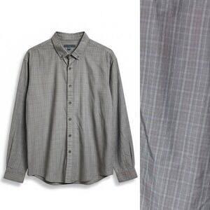 John Varvatos Grey Green Plaid Long Sleeve Collared Button Down Shirt - XL